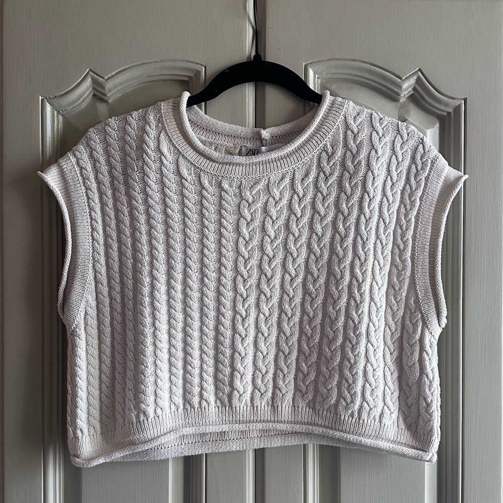 Zara Women's Cable Knit Sweater Crop Top